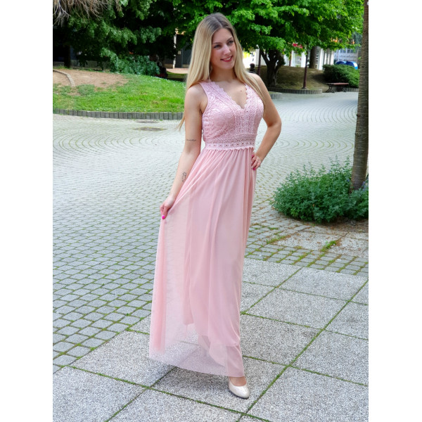 VANESSZA rózsaszín alkalmi maxi ruha