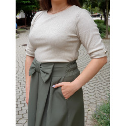 LÍDIA bézs-ezüstös kötött felső