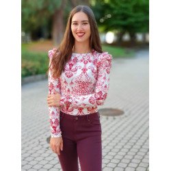 KIKIRIKI burgundi mintás felső