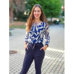 ZSÉDA kék-fehér mintás felső