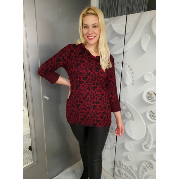 LEO fekete-bordó felső