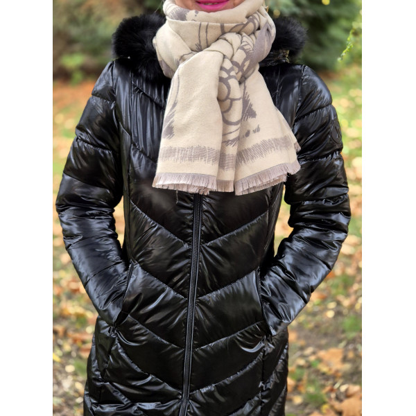 KRÉM-szürke mintás sál