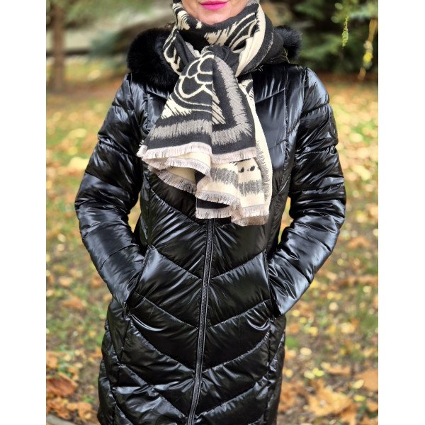 SÖTÉTSZÜRKE -KRÉM mintás sál