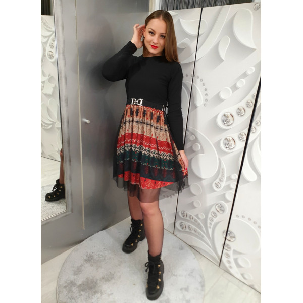 MELANY fekete/színes ruha