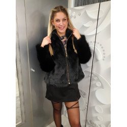 BELLU fekete szőrmés kabát ŐSZI/TÉLI ÚJDONSÁGOK