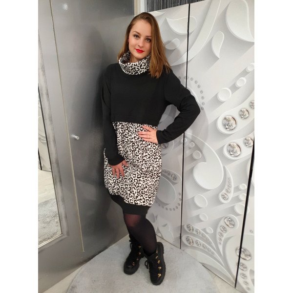 LEO fekete bézs ruha