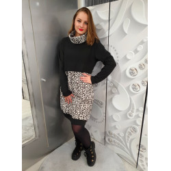 LEO fekete bézs ruha ŐSZI/TÉLI ÚJDONSÁGOK