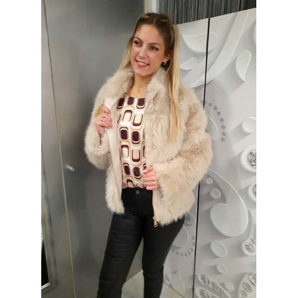 BELLU bézs szőrmés kabát