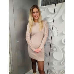 DEBORA púder-bézs lötött ruha ŐSZI/TÉLI ÚJDONSÁGOK