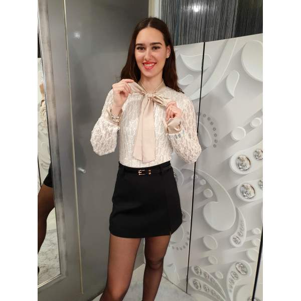 GLORIA bézs csipke body