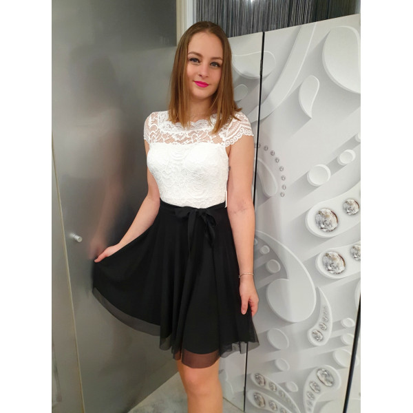 VIOLETT fekete-fehér alkalmi ruha