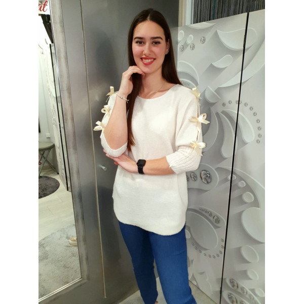 MILLIE BOW cream felső