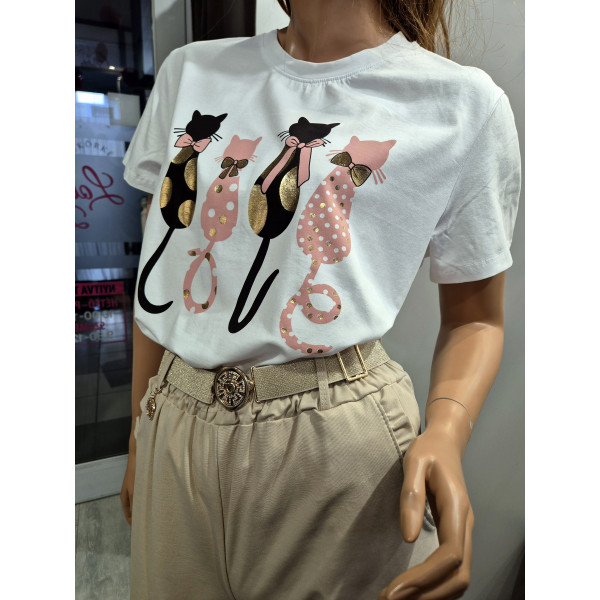 LINETT nyomyott mintás póló