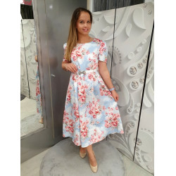MIANA világoskék virágmintás ruha