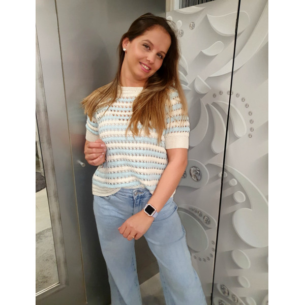 BREEZE csikos horgolt felső