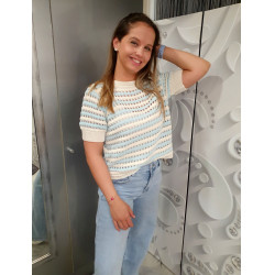 BREEZE csikos horgolt felső