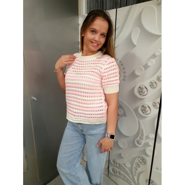 BREEZE csikos horgolt felső