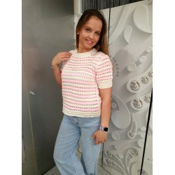 BREEZE csikos horgolt felső