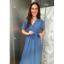 VIONA acélkék maxi ruha