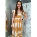 CASUAL caramel-fehér ruha