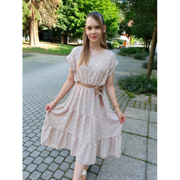 MARGARET bézs pöttyös ruha