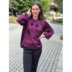 GINA burgundi szatén blúz